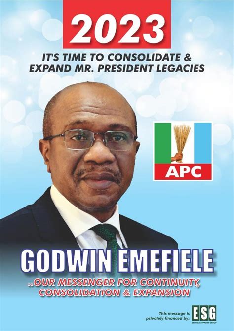 2023: Emefiele's posters, banners flood Abuja ahead of APC convention ...