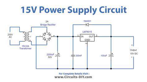 15V DC Power Supply Circuit Using LM7815 IC