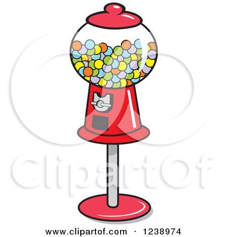 Clipart of a Retro Red Gumball Machine - Royalty Free Vector ...