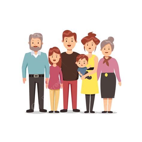 Three Generations Vector PNG Images, Big Family With Three Generation ...