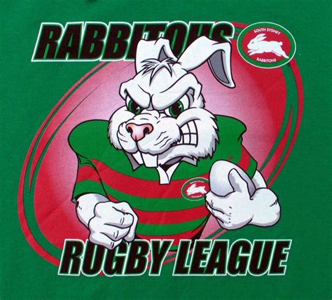 NRL SOUTH SYDNEY RABBITOHS T-SHIRT (M) Mascot print w/tags EXPRESS POST ...