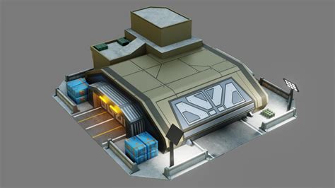 Sci-Fi Hangar - Low Poly - Game Ready - PBR 3D - TurboSquid 1964821