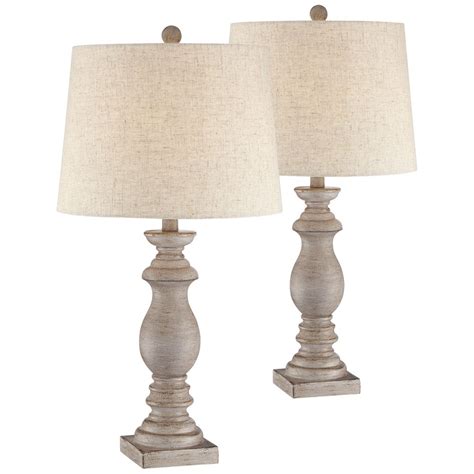 Regency Hill Traditional Table Lamps Set of 2 Beige Washed Fabric ...