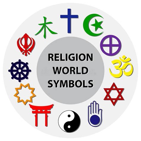 World Religion Symbols Colored Signs Of Major Religious Groups And ...