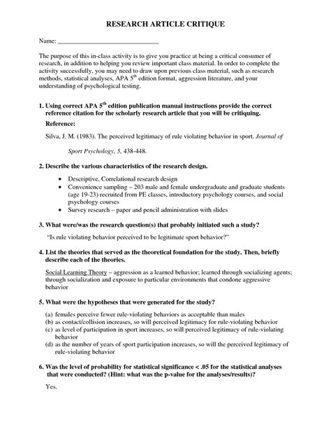 Research Article Critique - A Guide for Nursing Students