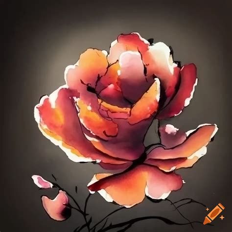 Chinese ink painting of flowers