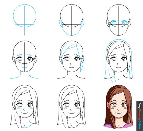 How to Draw a Cute Anime Girl's Head and Face - Easy Step by Step Tutorial