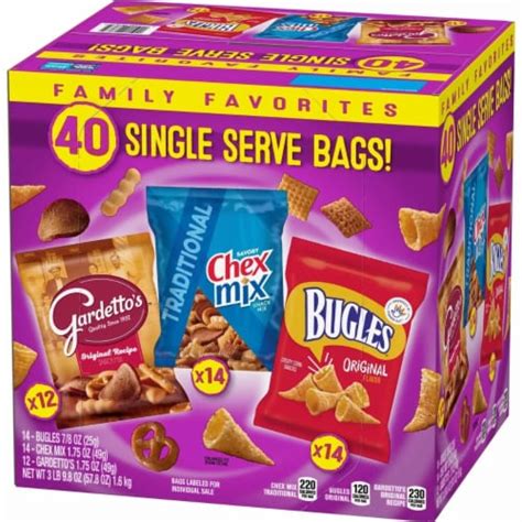 General Mills Bugles, Chexmix And Gardetto Variety Pack (40 Count), 1 ...