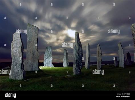 Callanish Stone Circle at night during full moon Isle of Lewis Outer ...