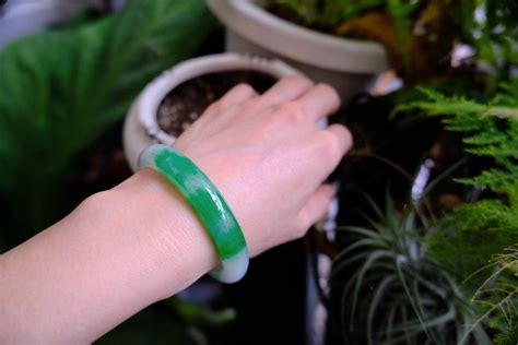 High Quality Jade Bangle 54mm Icy Green | Gem Gardener