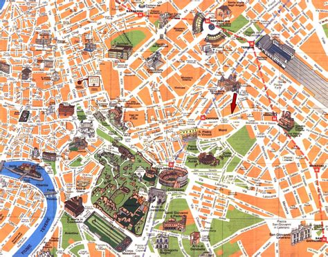 Detailed travel map of Rome city center. Rome city center detailed ...