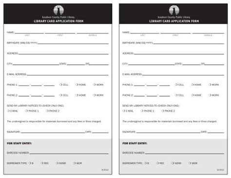 Library Card appLiCation Form Library Card appLiCation Form