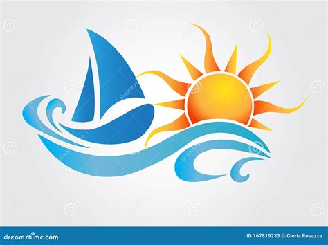 Sun and Waves Boat Logo Vector Stock Vector - Illustration of business ...