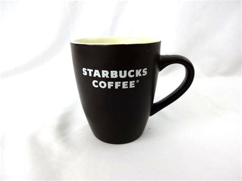 STARBUCKS Coffee Mug :: Brown w/ Cream Interior & White Lettering : 12 ...