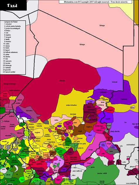 Tchad - Carte linguistique