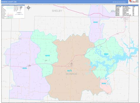 Monroe County, MO Wall Map Color Cast Style by MarketMAPS - MapSales