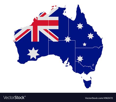 Map and flag of Australia Royalty Free Vector Image