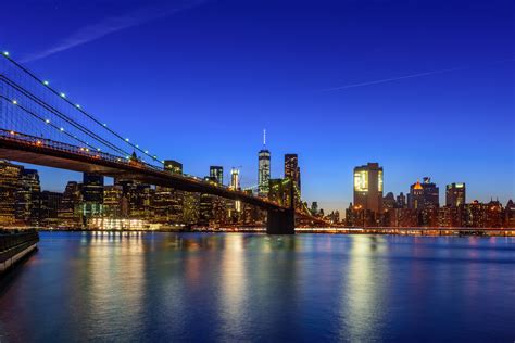 Brooklyn Bridge Manhattan Skyline Blue Hour ‣ EV Fine Art