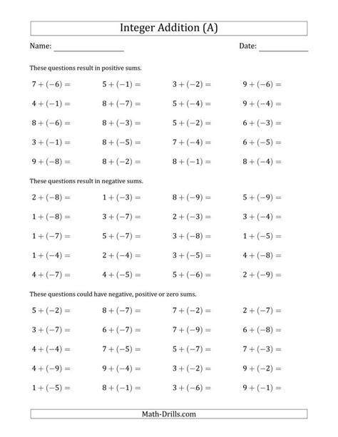 10++ Positive And Negative Numbers Worksheet – Worksheets Decoomo