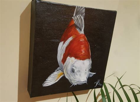 Koi carp painting original painting on canvas original | Etsy