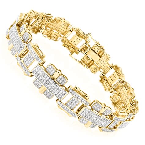 Men's 10K Yellow Gold Diamond Bracelet 3ct 501206