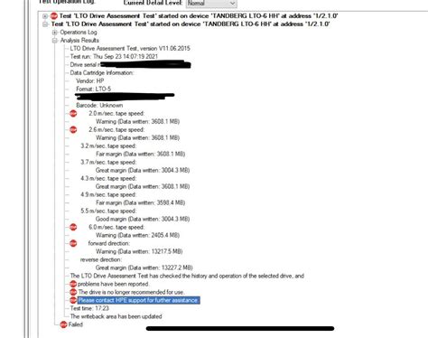 LTO 5 media in LTO 6 drive causing HPE L&TT tape drive test failure ...