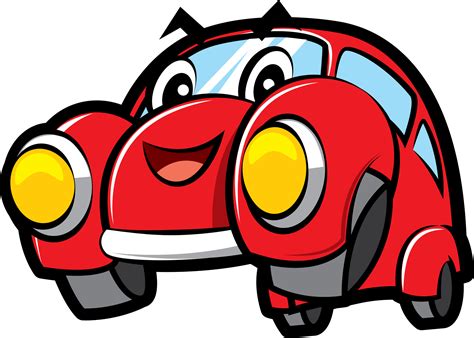 Cartoon cute red colour car with happy smiling character illustration ...