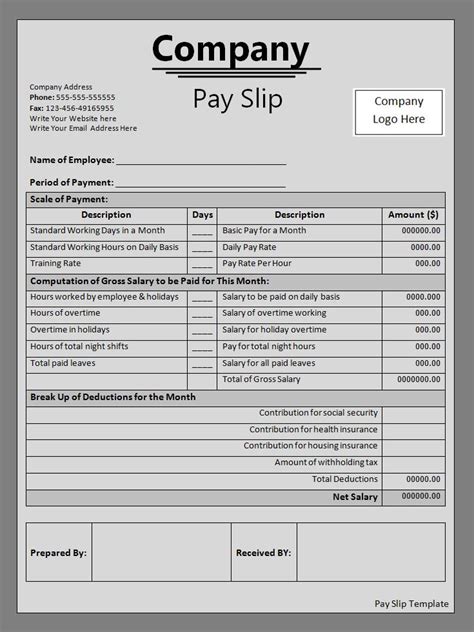 Payslip Template | Free Printable Word Templates,