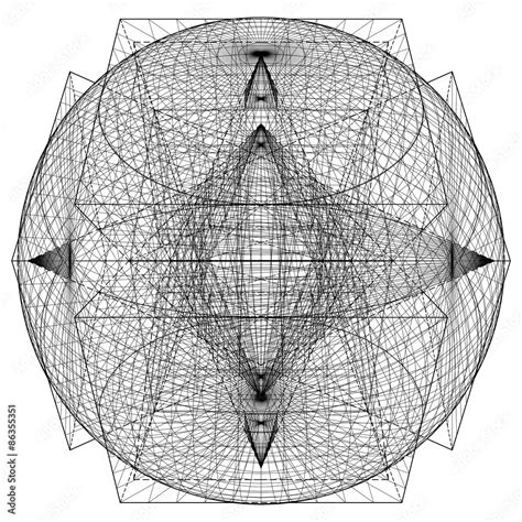 Geometric Intersection Of Sphere And Six Pyramids Vector. Intersection ...