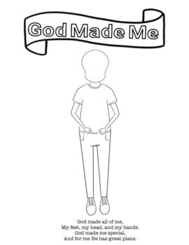 God made me coloring page by Jueves Con Jesus | TPT