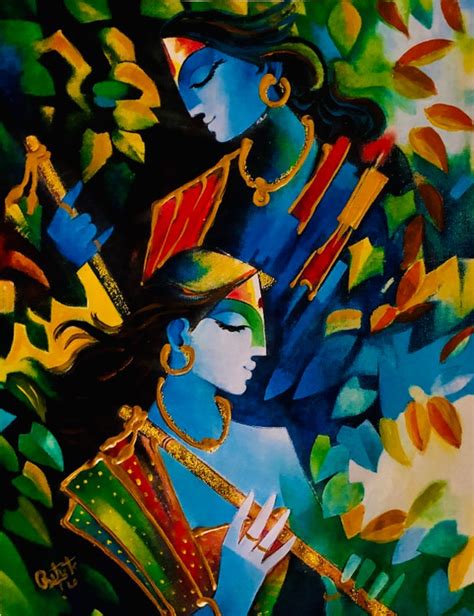 Abstract Paintings Of Radha Krishna