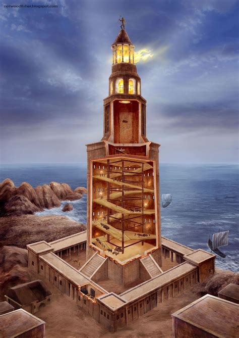 Cutaway view of how the Lighthouse of Alexandria may have looked inside ...