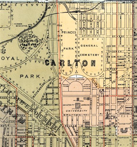 1891 Whitehead's map of Carlton, suburb of Melbourne | Australia map ...