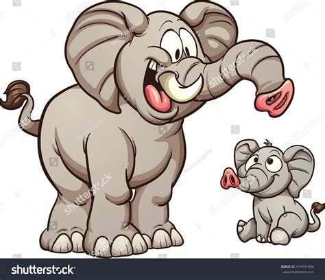 Big Small Cartoon Elephants Vector Clip Stock Vector 419531956 ...