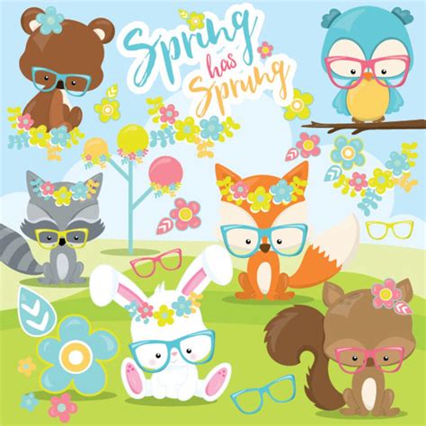 Spring Animals Clipart Commercial Use Clipart Vector - Etsy