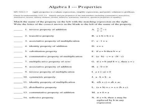 Algebra 1 Worksheets - Printable Worksheet