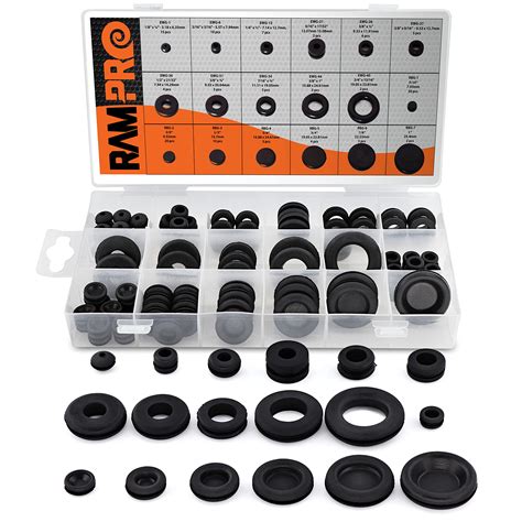 Buy 125pc 18 Sizes Rubber Grommet Kit - Includes Rubber Grommets for ...