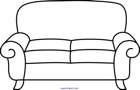 Sofa Clipart Black And White