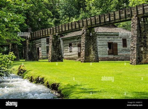 Historic Spring Mill and Aqueduct - Mitchell, Indiana Stock Photo - Alamy