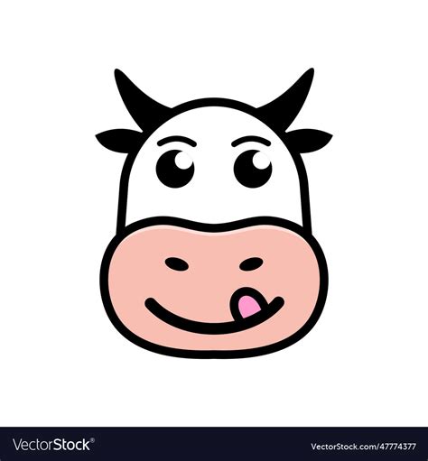 Cute cow flat style logo Royalty Free Vector Image