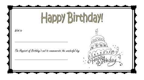 Birthday Gift Certificate Template Free Printable