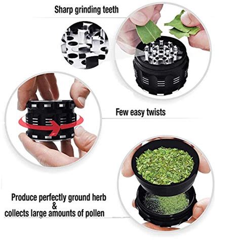 DITOSH Herb Grinder 4 Piece Spice Grinder with Pollen Catcher Large 2 ...