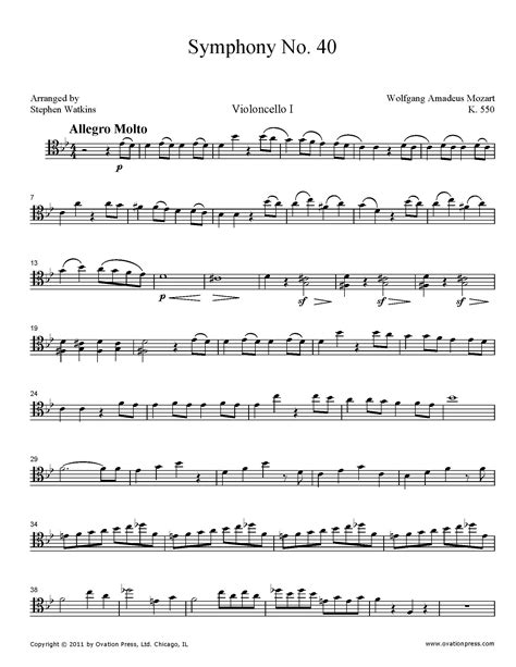 Wolfgang Amadeus Mozart Symphony 40 (Theme) Sheet Music Notes, Chords ...