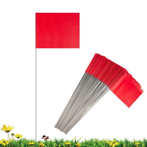 Buy 50 Pack Marking Flags Marker Flags for Lawn , IKAYAS 4*5 Inch Red ...