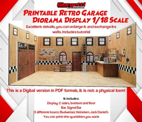 Printable Retro Diorama Garage Display 1/18 Scale | Etsy Canada