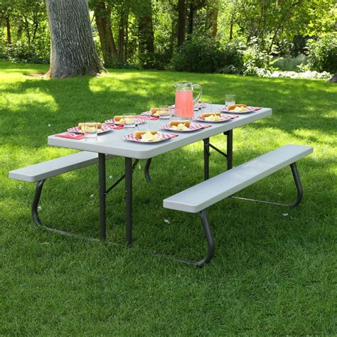 Lifetime 22119 30" x 72" Rectangular Putty Plastic Folding Picnic Table ...