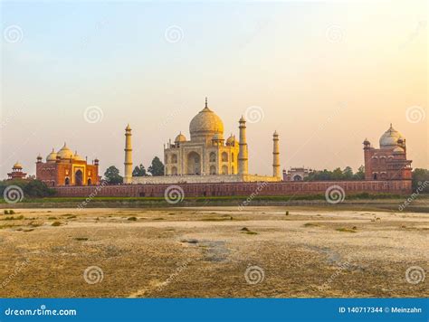 Taj Mahal from Yamuna River Stock Photo - Image of mausoleum, marble ...