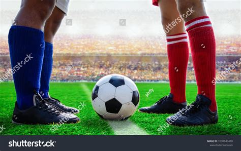 Soccer Football Standing Start Kick Off Stock Photo 1098843410 ...