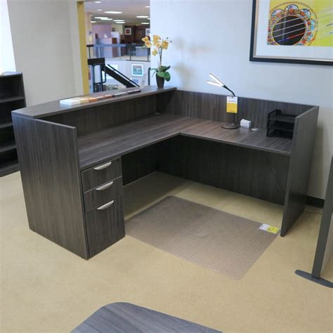 New – 71″ Wide Modern Reception L-Desk, Laminate Transaction Top ...