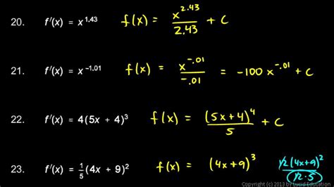 Antiderivative Examples With Answers